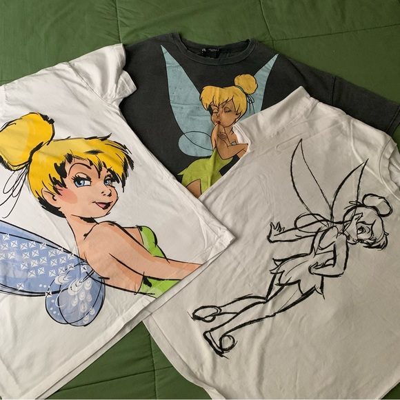 DISNEY TINKERBELL SET OF 3 T-shirt’s ZARA AND STRADIVARIUS WORN JUST A FEW TIME - Picture 2 of 5